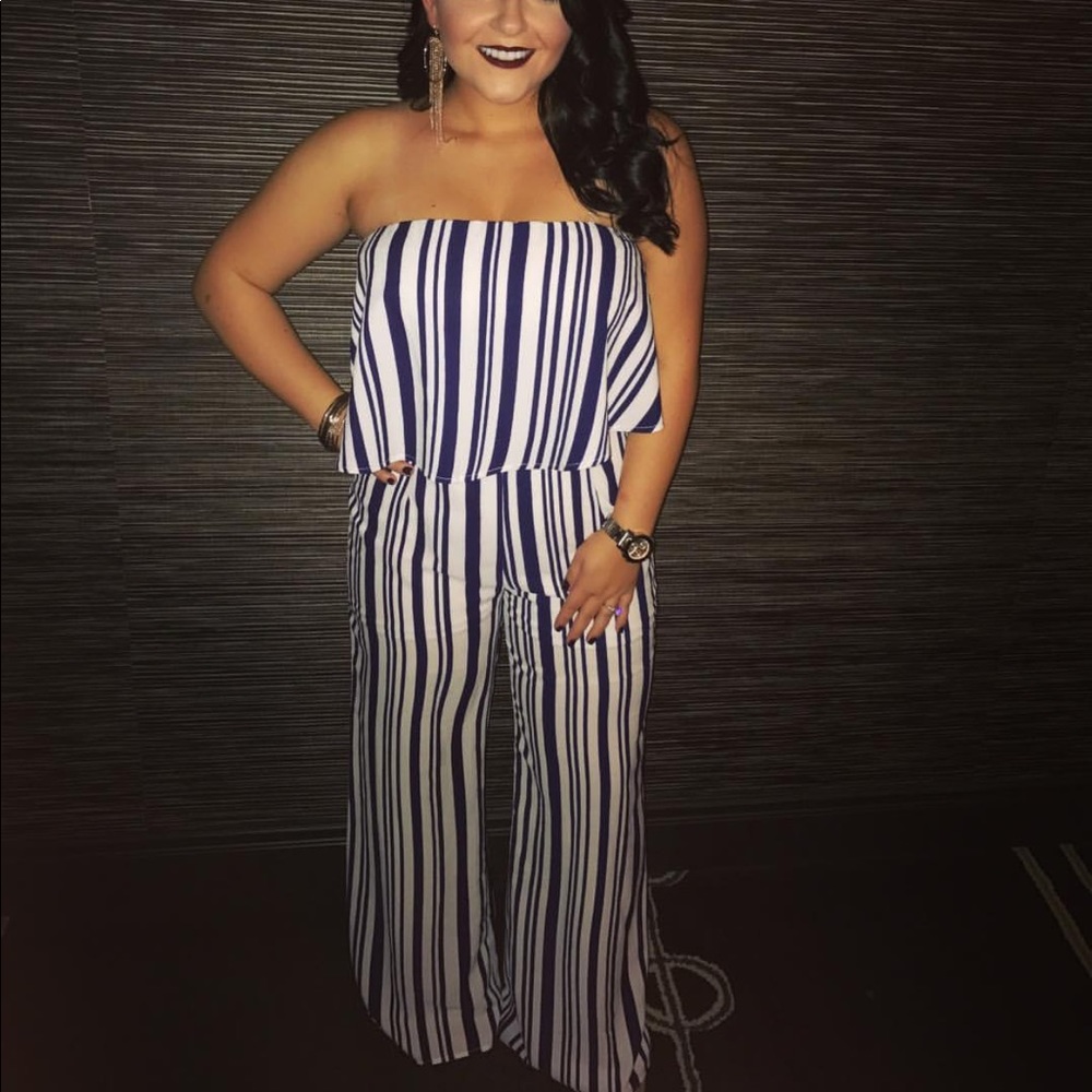 Navy and white striped Jumpsuit